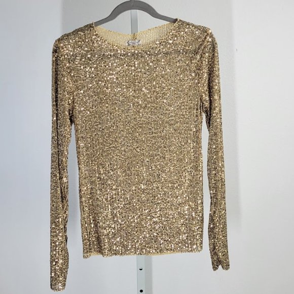 FREE PEOPLE INTIMATELY gold rush long sleeve top Sz M NEW - Picture 9 of 11
